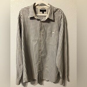 Banana Republic Blue and White Plaid Button Down Shirt Slimfit Sz XL 17-17.5